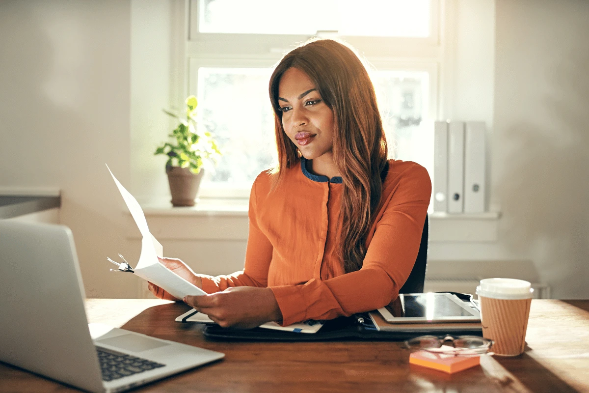 a woman working in her home office